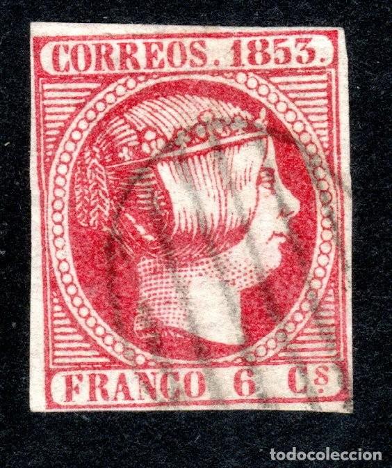 Sellos: EDIFIL 17 ISABEL II A&Ntilde;O 1853. MATASELLOS PARRILLA NEGRA.