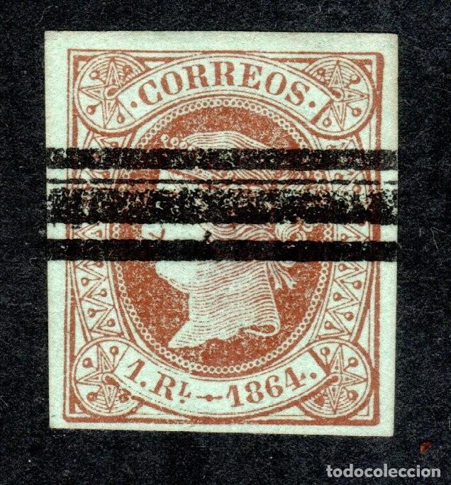 Sellos: EDIFIL 67 ISABEL II. A&Ntilde;O 1864. BARRADO.