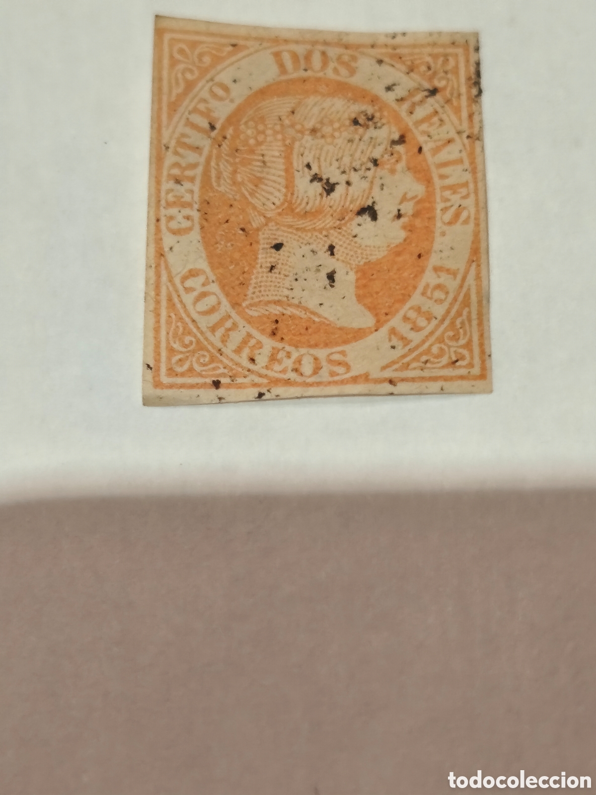 Briefmarken: Sello cl&aacute;sico de Espa&ntilde;a n 8 usado restos ara&ntilde;a negra muy escaso 2 reales rojo ver las inagenes
