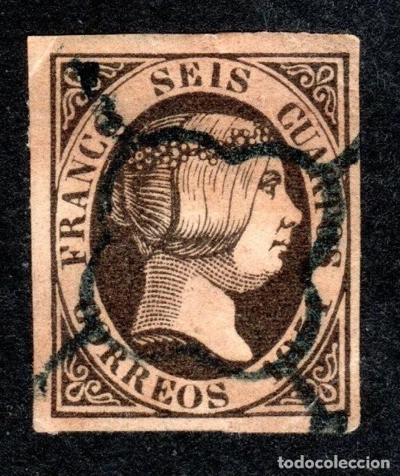 Stamps: EDIFIL 6. ISABEL II. A&Ntilde;O 1851. MATASELLOS ARA&Ntilde;A NEGRA.