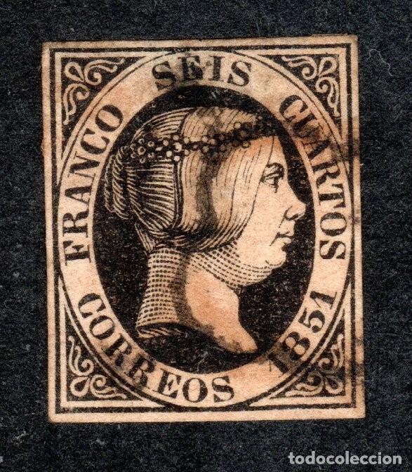 Stamps: EDIFIL 6. ISABEL II. A&Ntilde;O 1851. MATASELLOS ARA&Ntilde;A NEGRA.