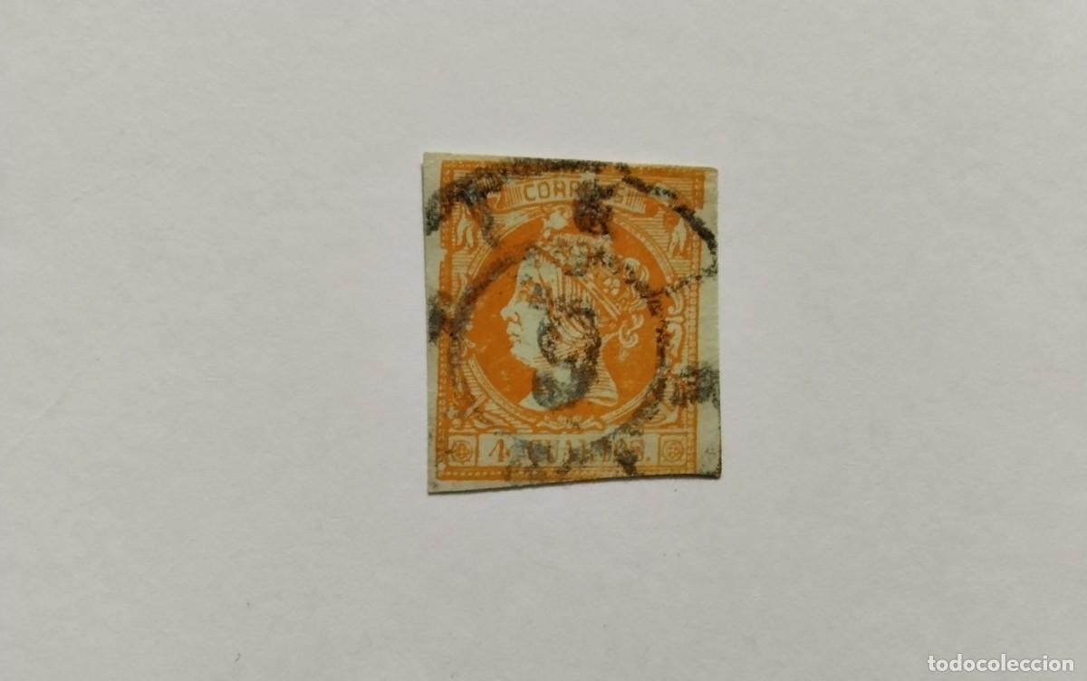 Sellos: ESPA&Ntilde;A - 1869 - ISABEL II - EDIFIL 52 - MATASELLOS RUEDA DE CARRETA