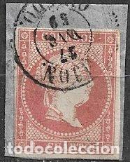 Sellos: 1855 Isabel II, EDIFIL n&ordm; 48 (o) matasello GIJ&Oacute;N, Asturias, sobre fragmento