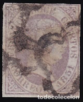Selos: ESPA&Ntilde;A, 1851 EDIFIL N&ordm; 7, 12 cu. lila