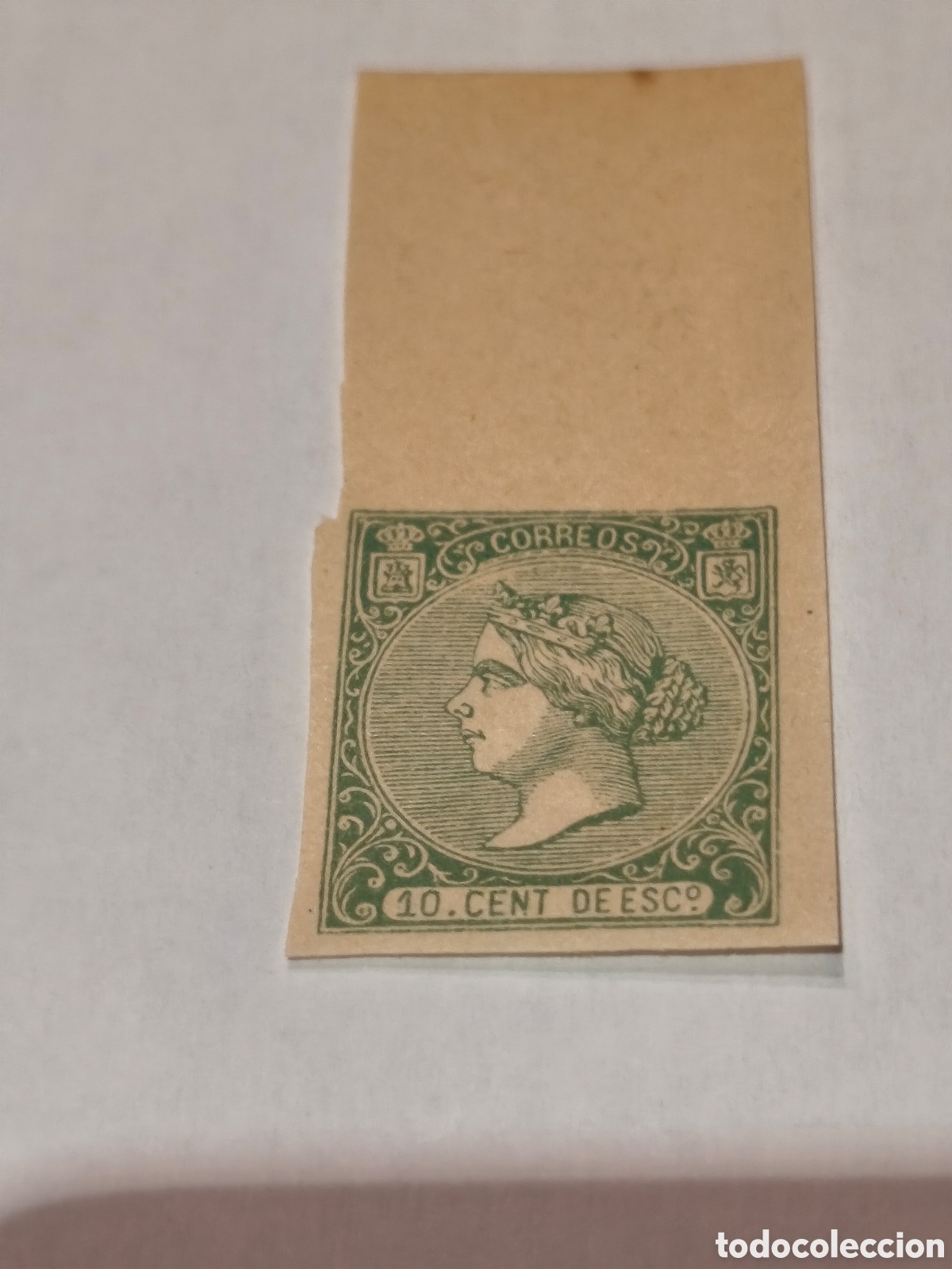 Sellos: Sello cl&aacute;sico de Espa&ntilde;a n 84 nuevo con goma** y borde de hoja 10 cts verde ver imagenes