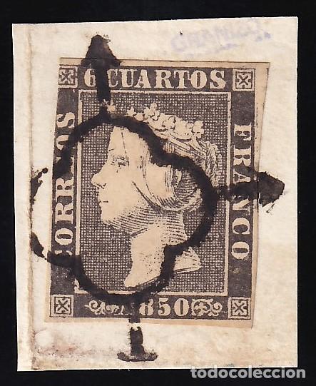 Sellos: ESPA&Ntilde;A, 1850 EDIFIL N&ordm; 1A, 6 cu. negro, [Tipo II.]