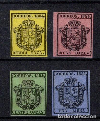 Sellos: PC907 Sellos Espa&ntilde;a a&ntilde;o 1854 EDIFIL 28/31* sellos originales en NUEVO SERIE COMPLETA v.c. 121 &euro;