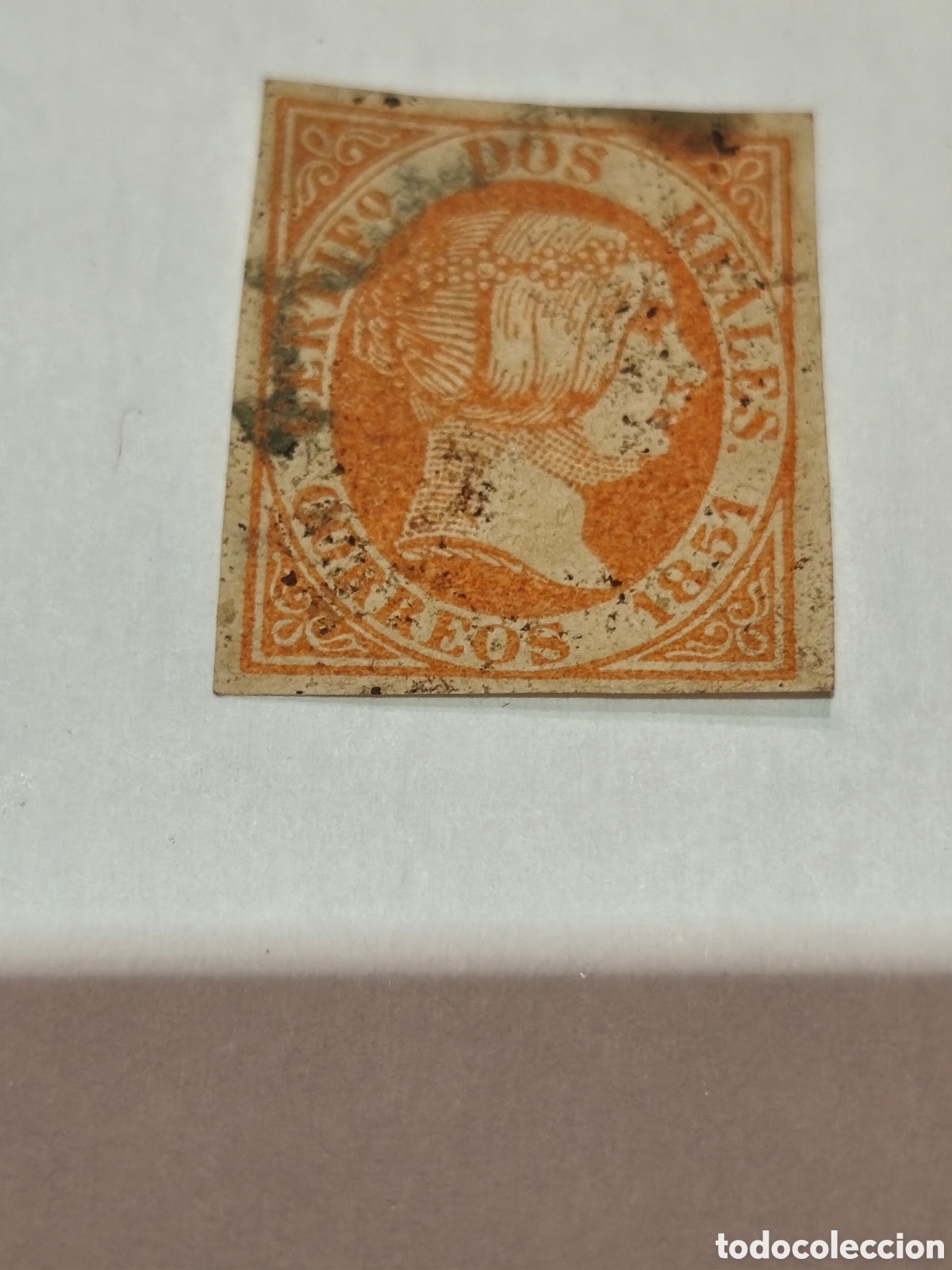 Sellos: Sello cl&aacute;sico de Espa&ntilde;a n 9 usado ara&ntilde;a negra ,5 reales rojo muy escaso ver las imagenes