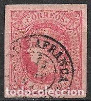 Sellos: 1864 Isabel II, EDIFIL n&ordm; 64 (o) matasello VILLAFRANCA, Barcelona