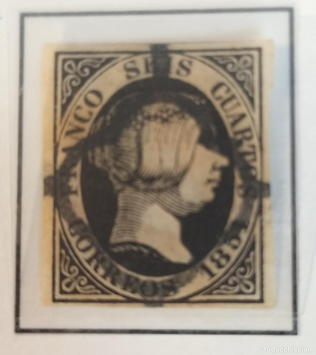 Sellos: Edifil 6 Isabel II sello AUTENTICO usado Espa&ntilde;a a&ntilde;o 1851 (RefQK)