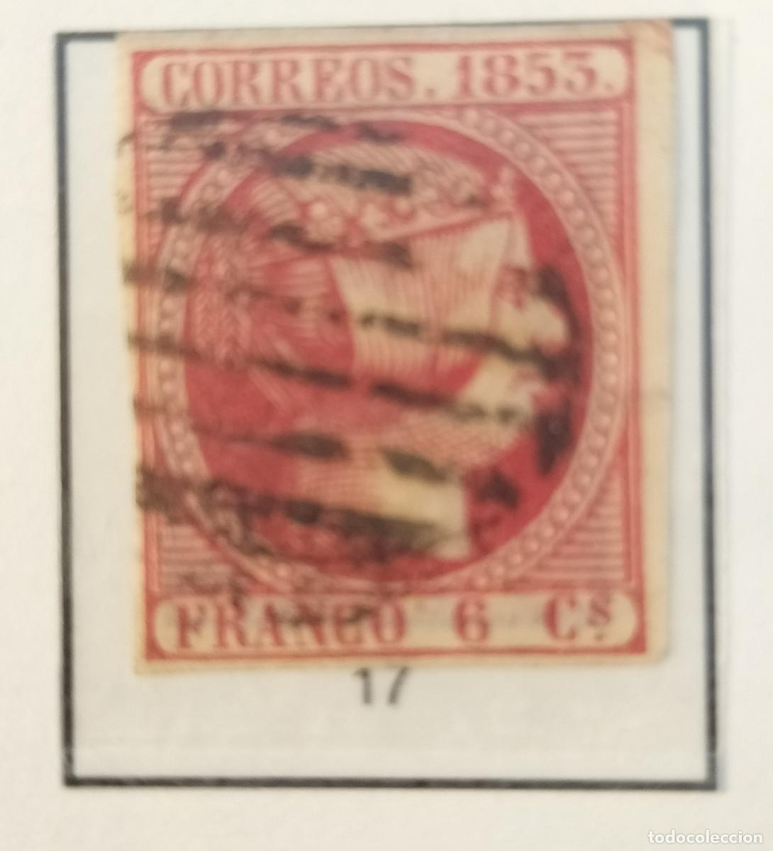 Sellos: Edifil 17 Isabel II sello usado AUTENTICO Espa&ntilde;a a&ntilde;o 1853 (RefQK)