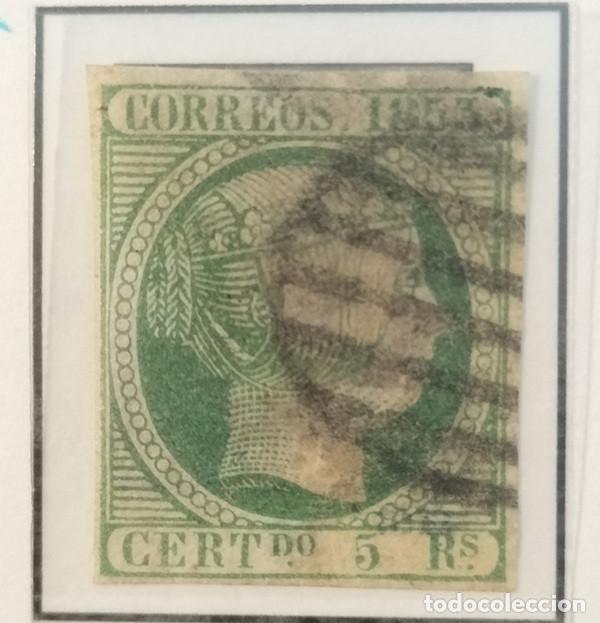 Sellos: Edifil 20 sello AUTENTICO usado Isabel II Espa&ntilde;a a&ntilde;o 1853 (RefQK)