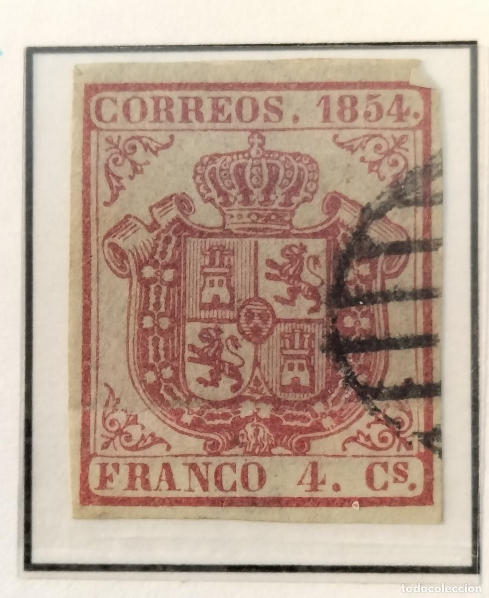 Sellos: Edifil 33A sello AUTENTICO usado Escudo de Espa&ntilde;a a&ntilde;o 1854 (RefQK)