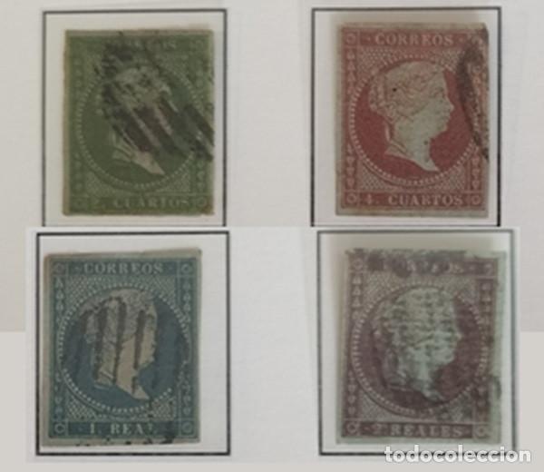 Sellos: Edifil 39-42 serie completa sellos AUTENTICOS usados Isabel II a&ntilde;o 1855 (RefQK)