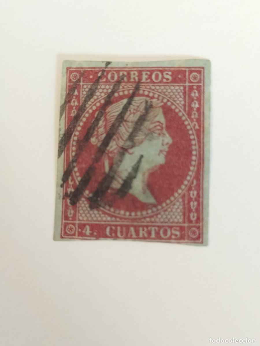 Sellos: Edifil 44 sello AUTENTICO usado Isabel II a&ntilde;o 1855 (RefQK)