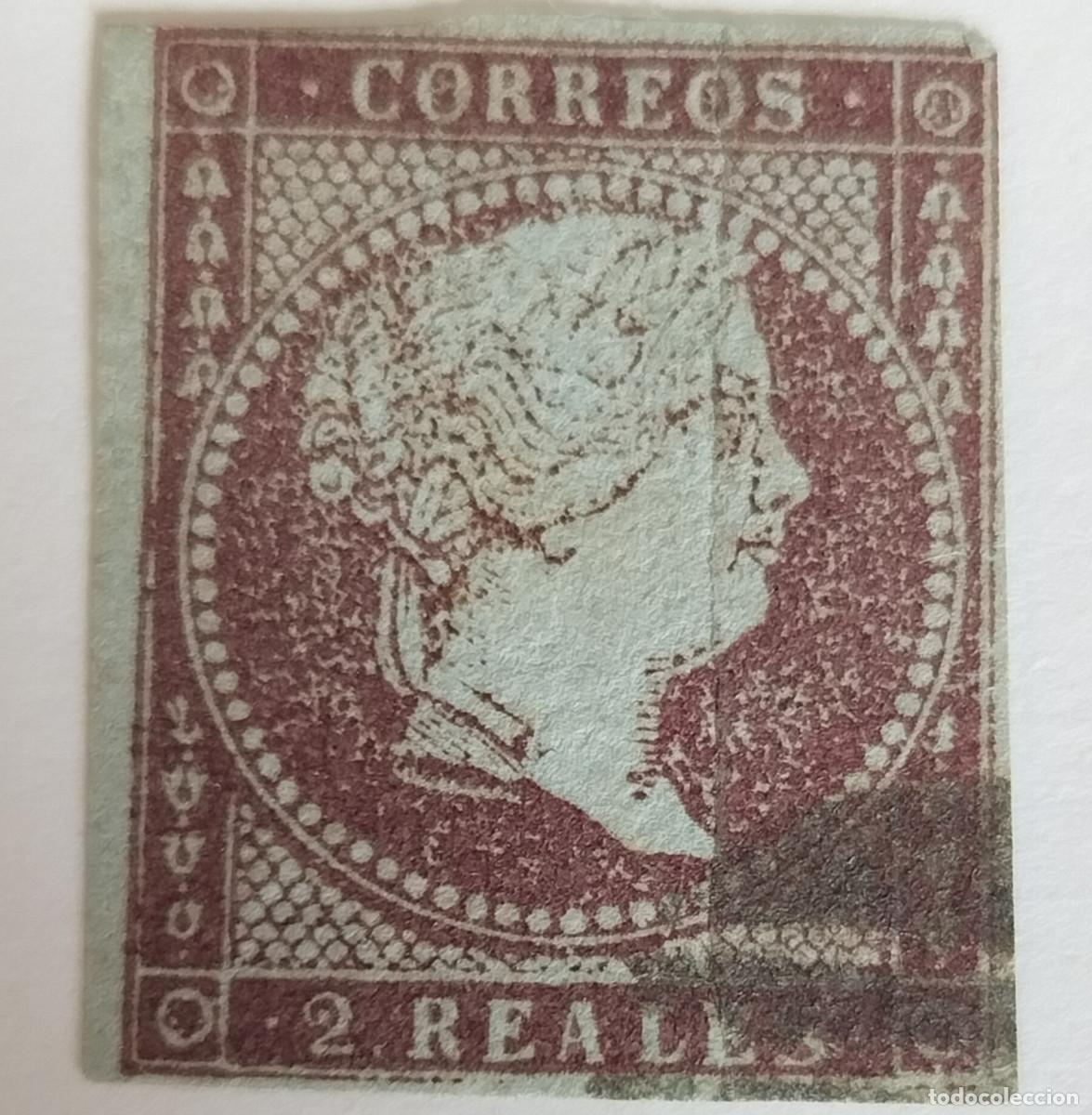 Sellos: Edifil 46 sello AUTENTICO usado Isabel II a&ntilde;o 1855 (RefQK)