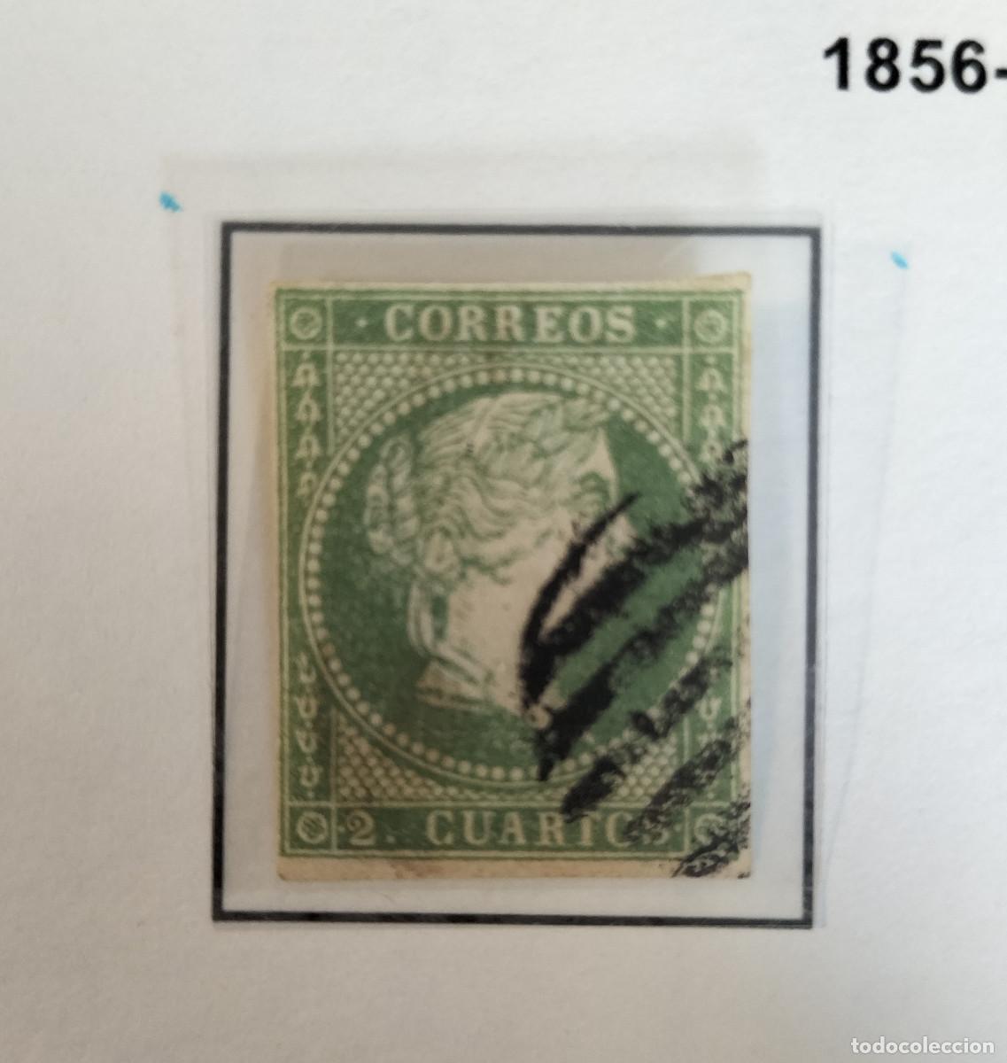 Sellos: Edifil 47 sello AUTENTICO usado Isabel II a&ntilde;o 1856 (RefQK)
