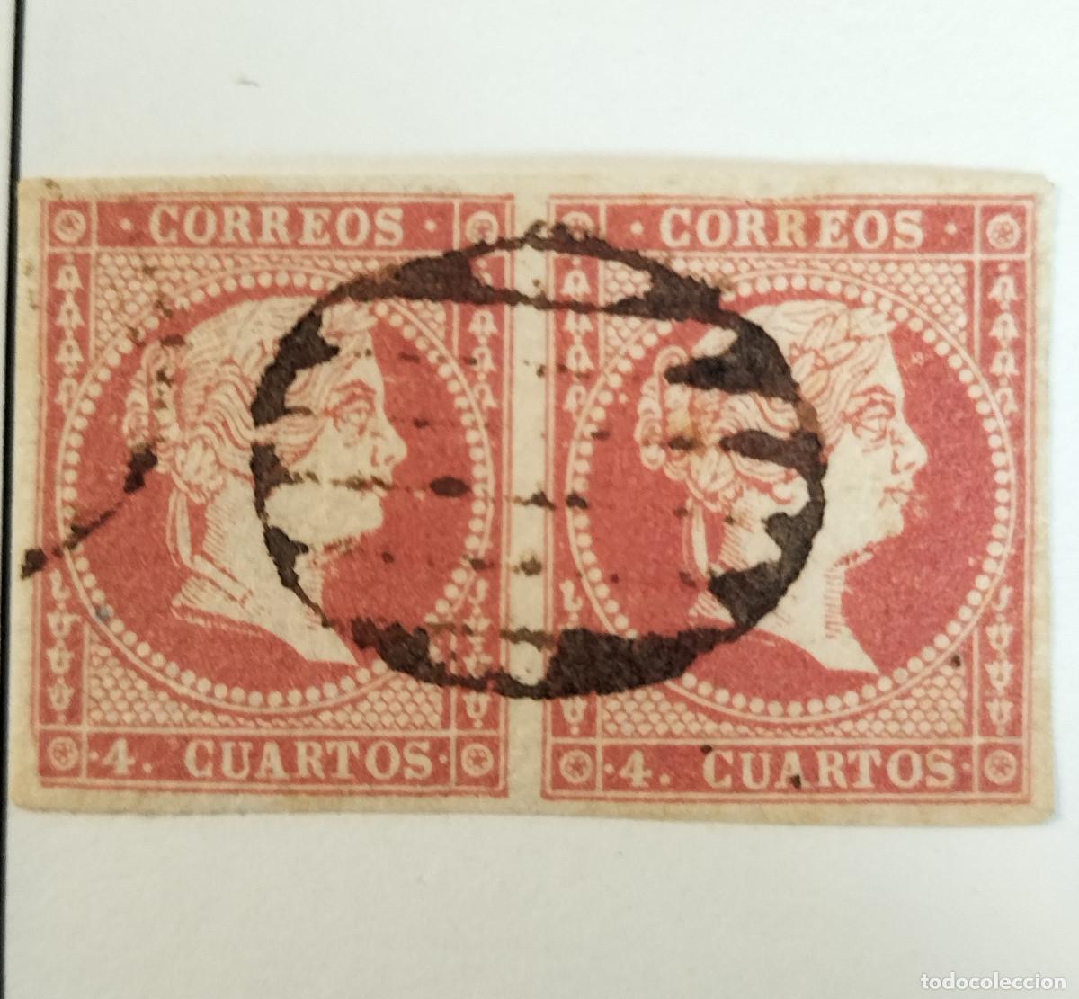 Sellos: Edifil 48 tipo I sello AUTENTICO usado Isabel II a&ntilde;o 1856 (RefQK)
