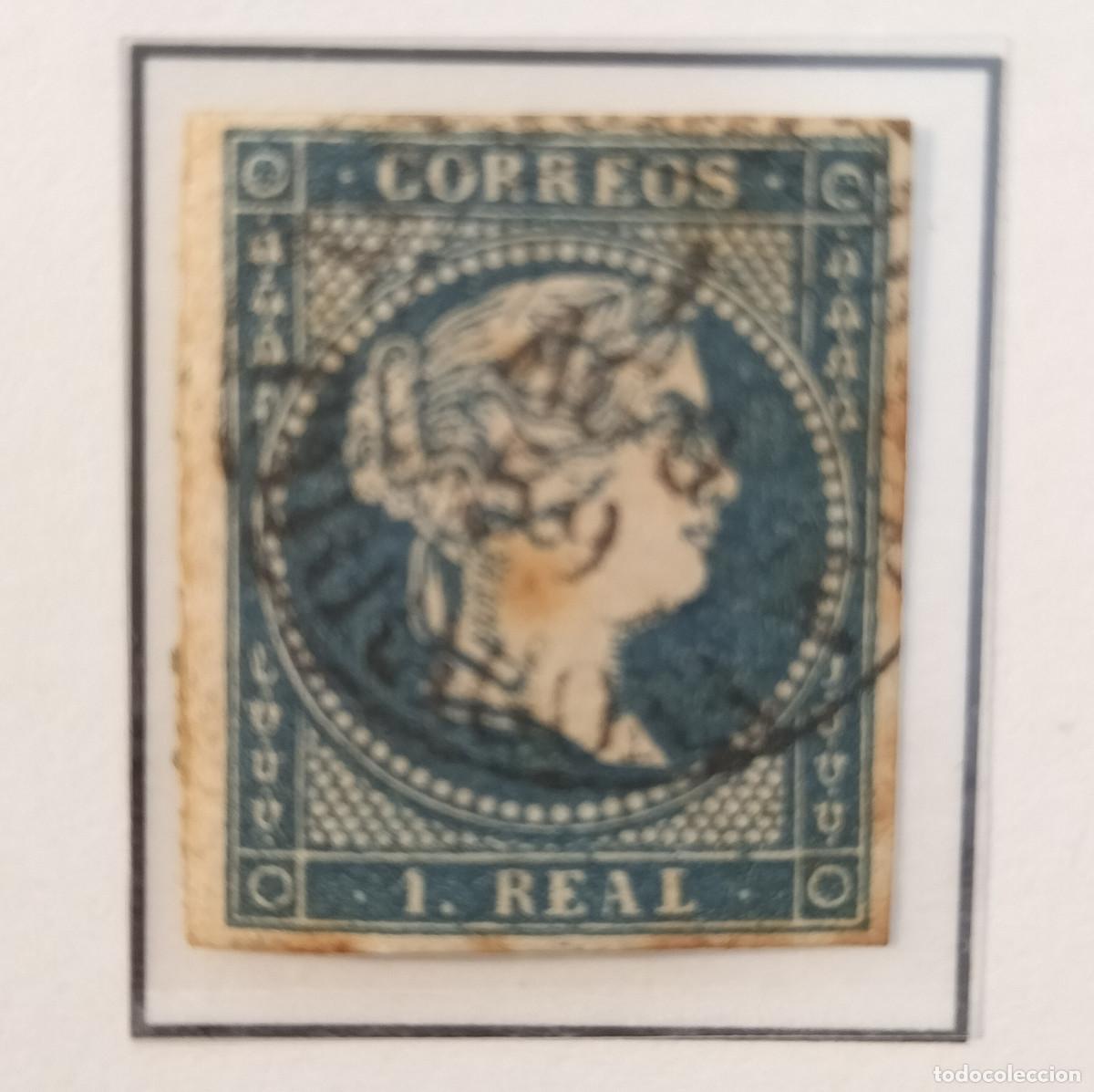 Sellos: Edifil 49 sello AUTENTICO usado Isabel II a&ntilde;o 1856 (RefQK)