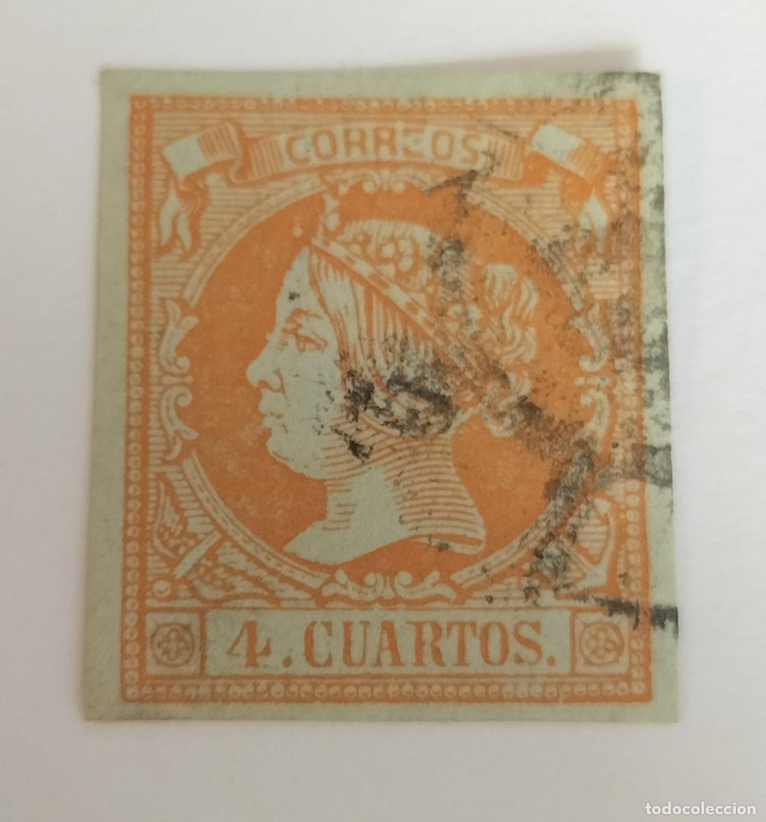 Sellos: Edifil 52 sello AUTENTICO usado Isabel II a&ntilde;o 1860-1861 (RefQK)