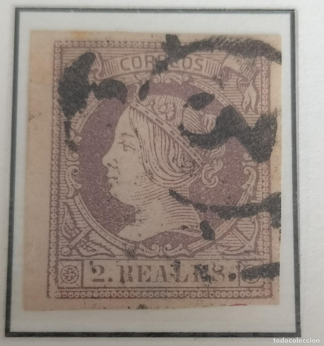 Sellos: Edifil 56 sello AUTENTICO usado Isabel II a&ntilde;o 1860-1861 (RefQK)