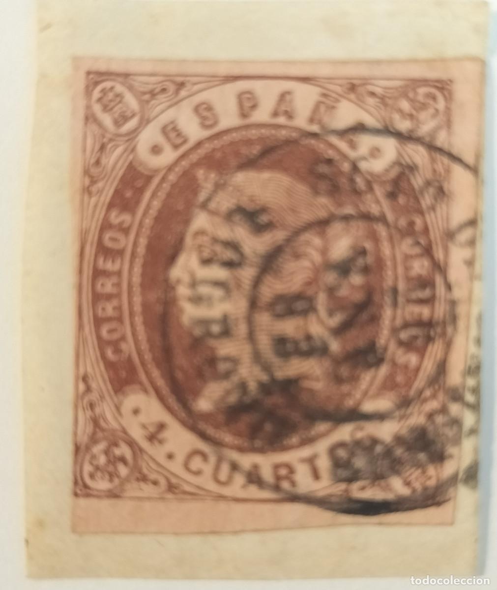 Sellos: Edifil 58 Tipo I sello AUTENTICO usado Isabel II a&ntilde;o 1860-1861 (RefQK)