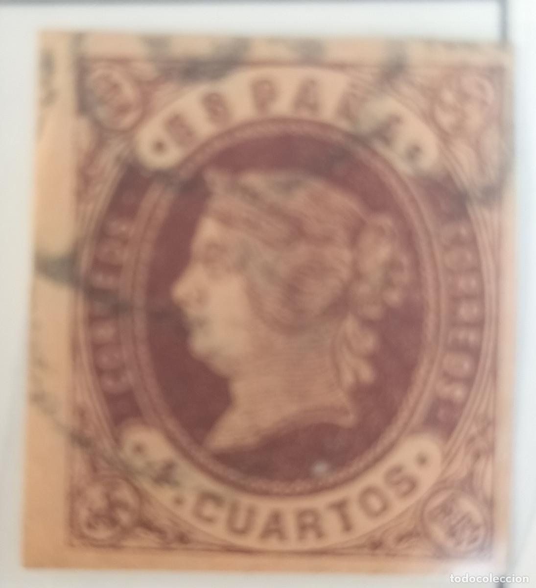 Sellos: Edifil 58 Tipo I sello AUTENTICO usado Isabel II a&ntilde;o 1860-1861 (RefQK)
