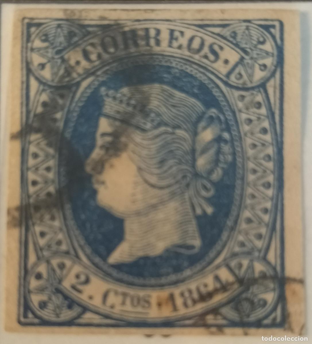 Sellos: Edifil 63 sello AUTENTICO usado Isabel II a&ntilde;o 1864 (RefQK)