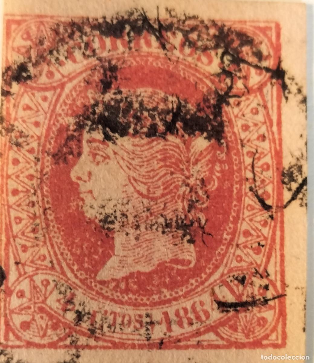 Sellos: Edifil 64 sello AUTENTICO usado Isabel II a&ntilde;o 1864 (RefQK)