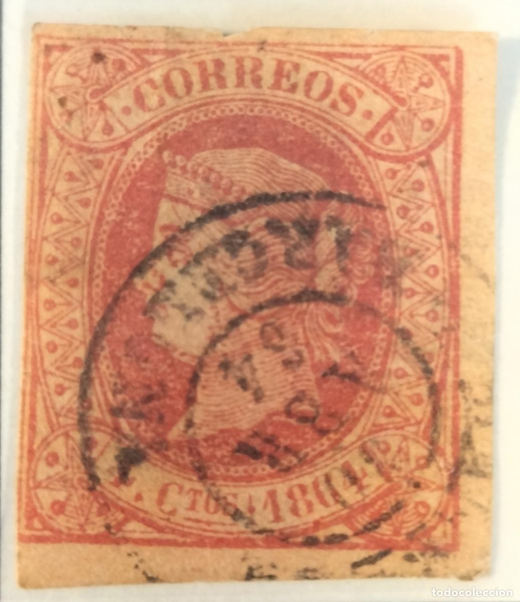 Sellos: Edifil 64 sello AUTENTICO usado Isabel II a&ntilde;o 1864 (RefQK)