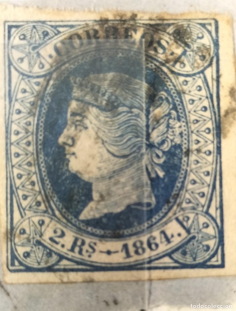 Sellos: Edifil 68 sello AUTENTICO usado Isabel II a&ntilde;o 1864 (RefQK)