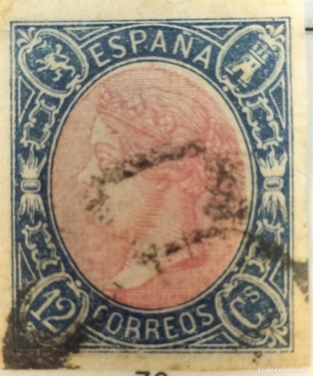 Sellos: Edifil 70 sello AUTENTICO usado Isabel II a&ntilde;o 1865 (RefQK)