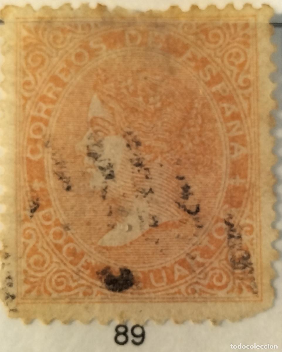 Sellos: Edifil 89 sello AUTENTICO usado Isabel II a&ntilde;o 1867 (RefQK)
