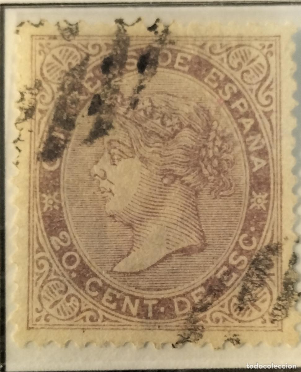 Sellos: Edifil 92 sello AUTENTICO usado Isabel II a&ntilde;o 1867 (RefQK)