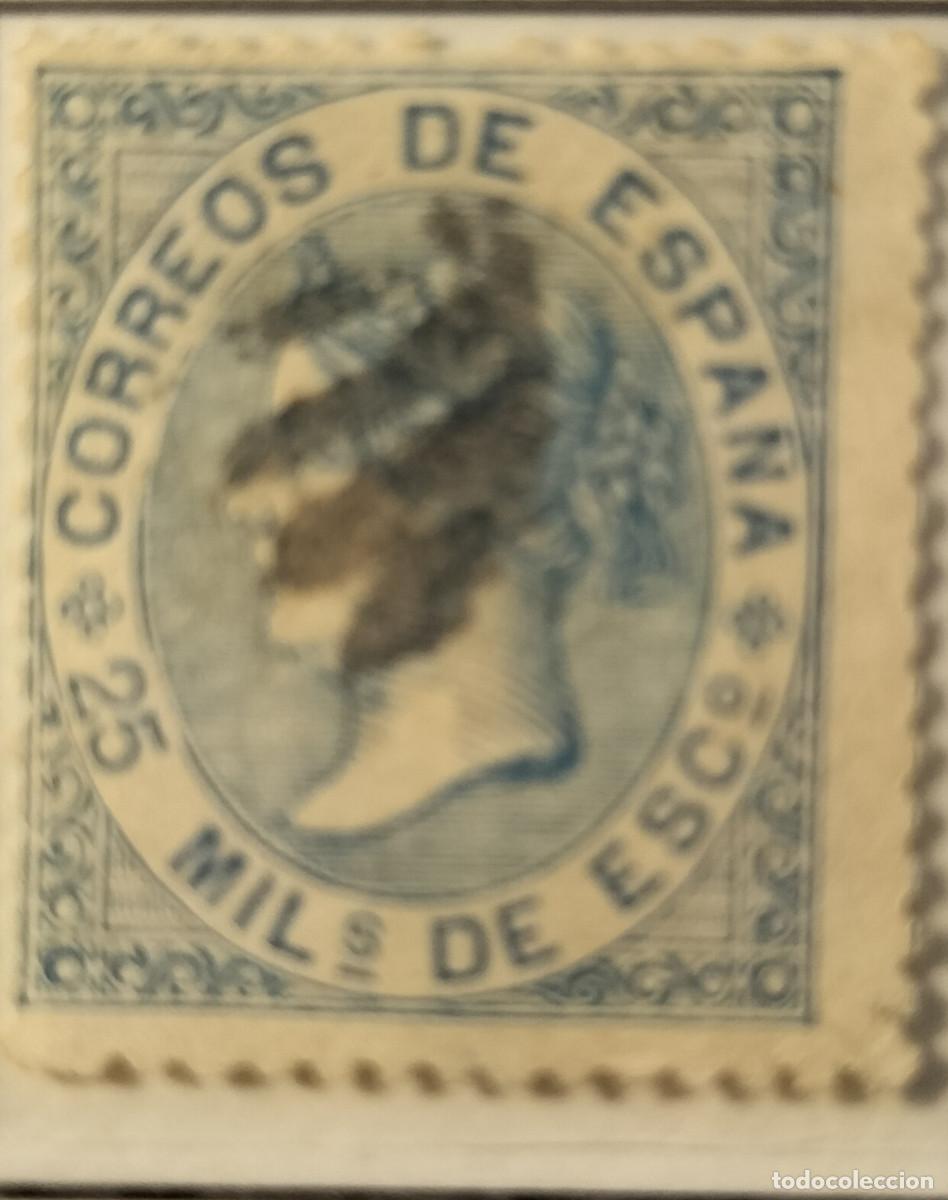 Sellos: Edifil 97 sello AUTENTICO usado Cifras e Isabel II a&ntilde;o 1868 (RefQK)