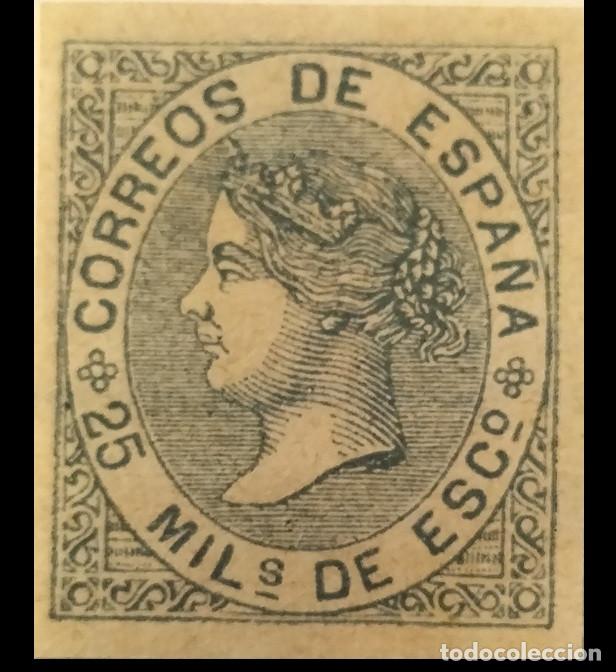 Sellos: Edifil 97 sello AUTENTICO nuevo Isabel II a&ntilde;o 1868 1869 (RefQK)