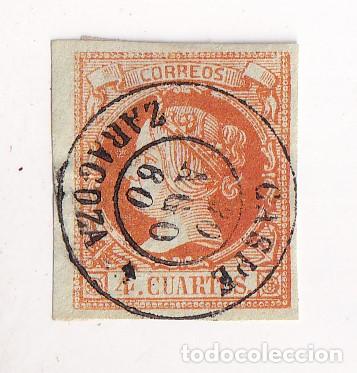 Sellos: SELLO 4 CUARTOS. FECHADOR LUJO. CASPE. ZARAGOZA. 1860