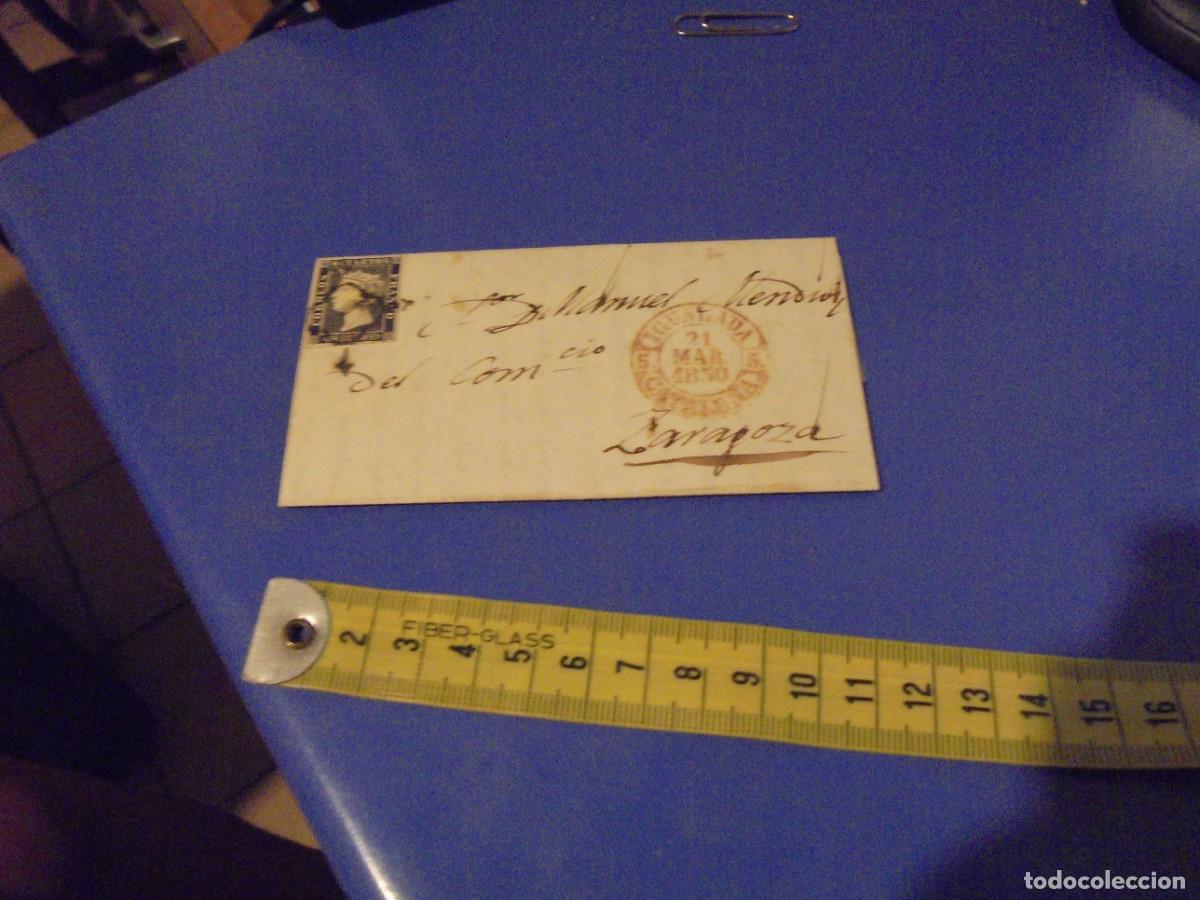 Sellos: carta isabel ll de igualada a zaragoza con edifil numero 1 1850