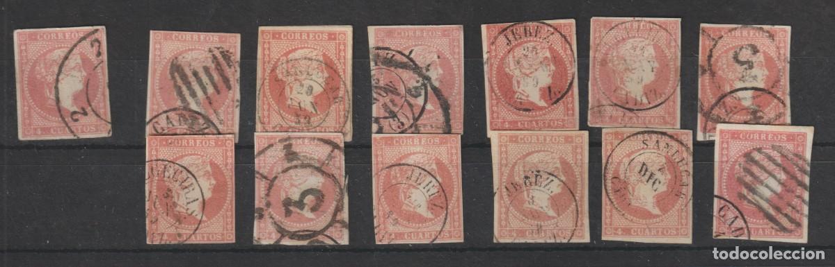 Sellos: Espa&ntilde;a Spain 1856-59 - Edifil 48 Lote de sellos usados con diferentes matasellos