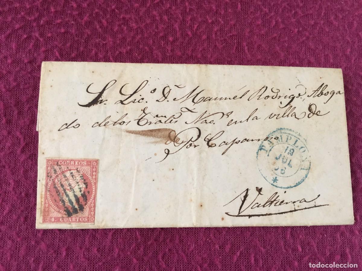 Sellos: BONITA CARTA ENTERA DE PAMPLONA A VALTIERRA (NAVARRA) 18 DE JULIO 1856
