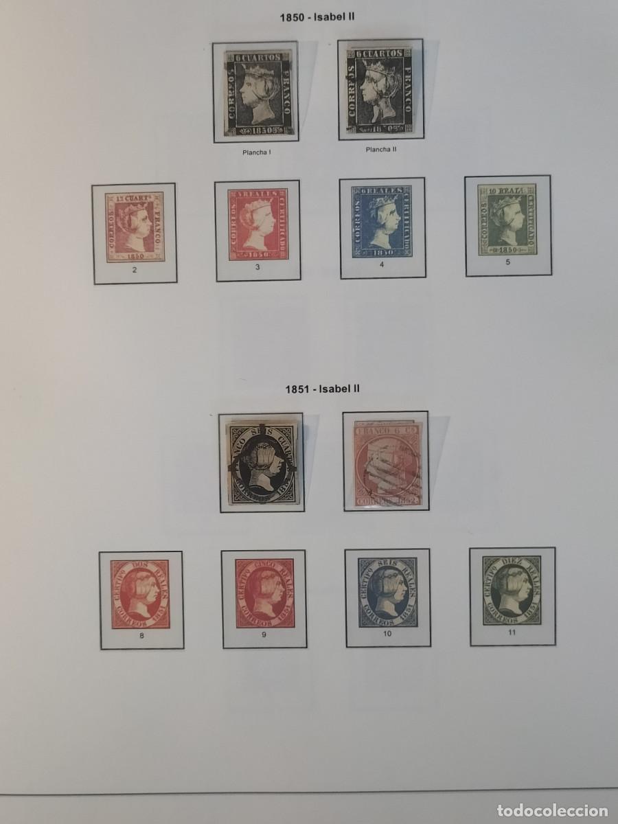 Selos: Hojas Edifil Espa&ntilde;a 1850 a 1898 montadas en transparente sin sellos Leer