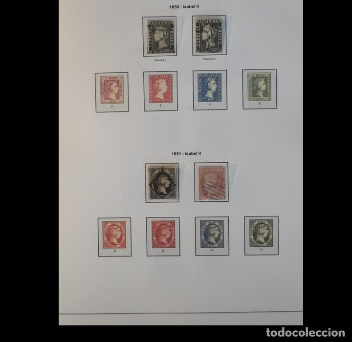 Sellos: Hojas Edifil Espa&ntilde;a 1850 a 1898 montadas en transparente sin sellos Leer
