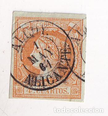Sellos: SELLO 4 CUARTOS. BONITO FECHADOR ALCOY. ALICANTE.1861