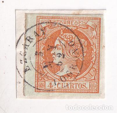 Stamps: FRAGMENTO. SELLO 4 CUARTOS. EZCARAY. RIOJA. 1862. BONITO FECHADOR