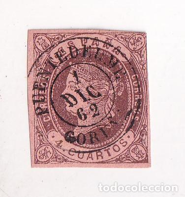 Sellos: SELLO 4 CUARTOS. PONTEDEUME PUENTEDEUME. CORU&Ntilde;A. GALICIA. BONITO FECHADOR. 1862