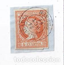 Sellos: FRAGMENTO. SELLO 4 CUARTOS. RIBADAVIA. OURENSE. 1861. BONITO FECHADOR