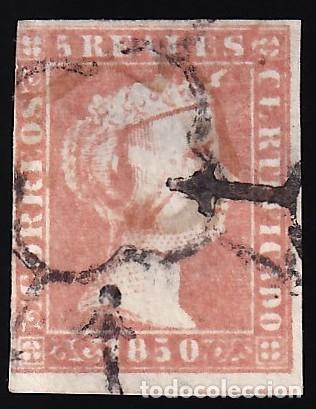 Sellos: ESPA&Ntilde;A, 1850 EDIFIL N&ordm; 3, 5 r. rojo,