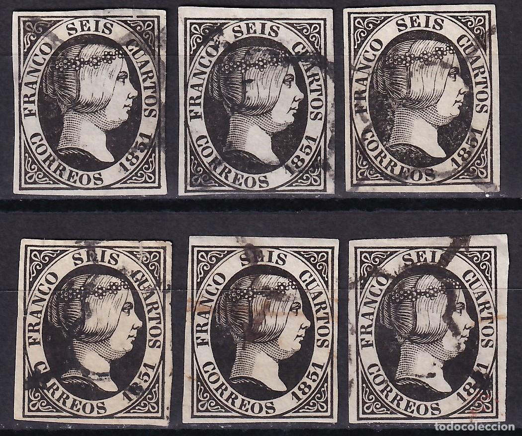 Sellos: ESPA&Ntilde;A, 1851 EDIFIL N&ordm; 6p, 6 cu. negro, [Papel grueso]