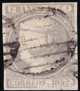 Sellos: ESPA&Ntilde;A, 1852 EDIFIL N&ordm; 13b, 12 cu. gris lila