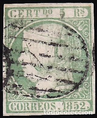 Sellos: ESPA&Ntilde;A, 1852 EDIFIL N&ordm; 16, 5 r. verde.
